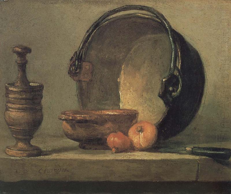 Jean Baptiste Simeon Chardin Bowl two onion copper clepsydras and knife china oil painting image